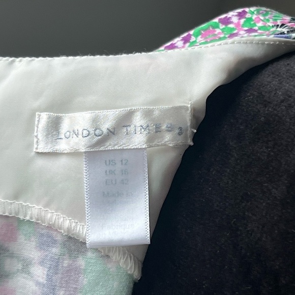 London Times Pink and Green Geometric Midi Dress - Picture 9 of 9